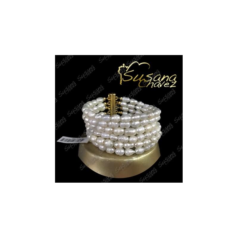 Pulsera seis hilos perla